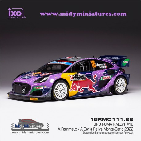 IXO 1/18 Ford Puma Rally1 A. Fourmaux - Monte Carlo 2022
