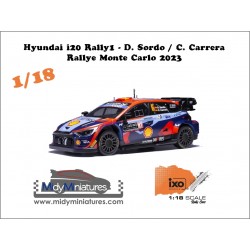 Précommande ! IXO 1/18 Hyundai I20 Rally1 D. Sordo - Monte Carlo 2023