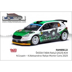 ! Pré-commande IXO 1/43 Fabia RS Rally2 - N. Gryazin - Monte Carlo 2023